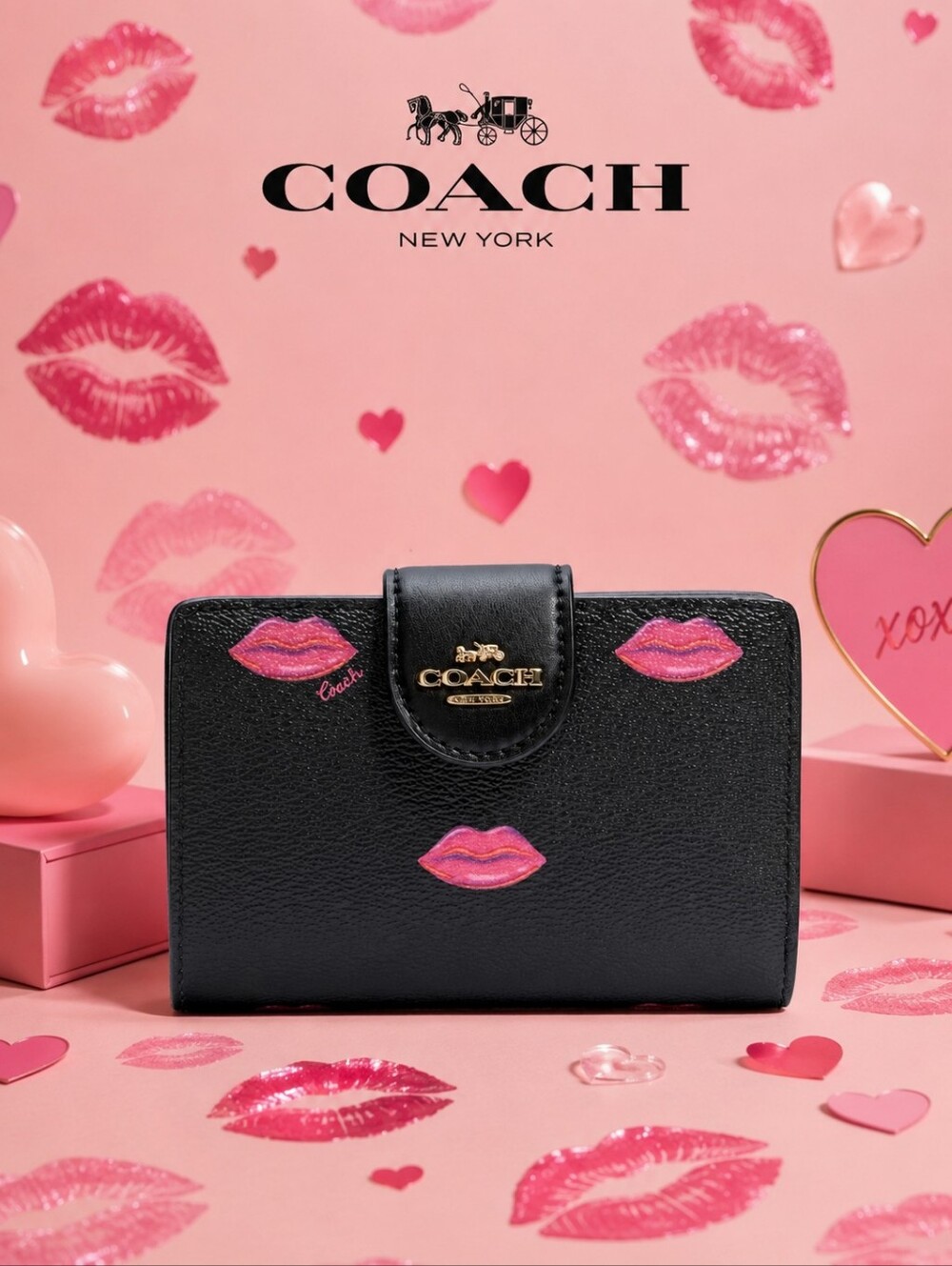 Coach Kiss Print Wallet